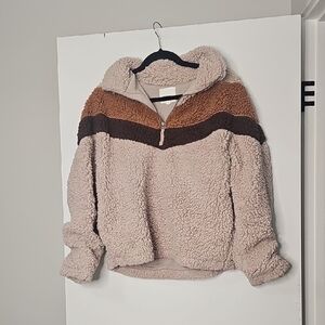 Thread & Supply Women's Sherpa Sweater - Cream, Brown, and Dark Brown